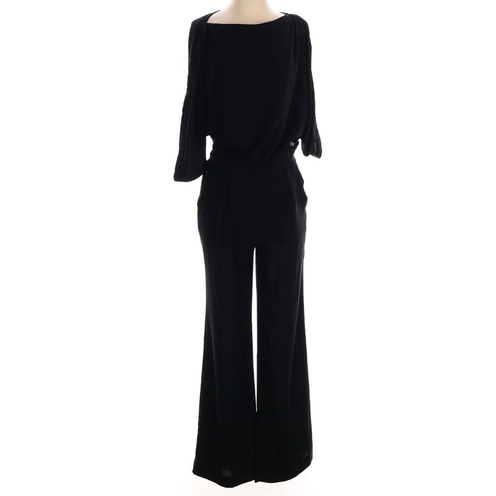 DIANE VON FURSTENBERG Black Wide Leg Jumpsuit | Holiday Cocktail Evening | Sz 2